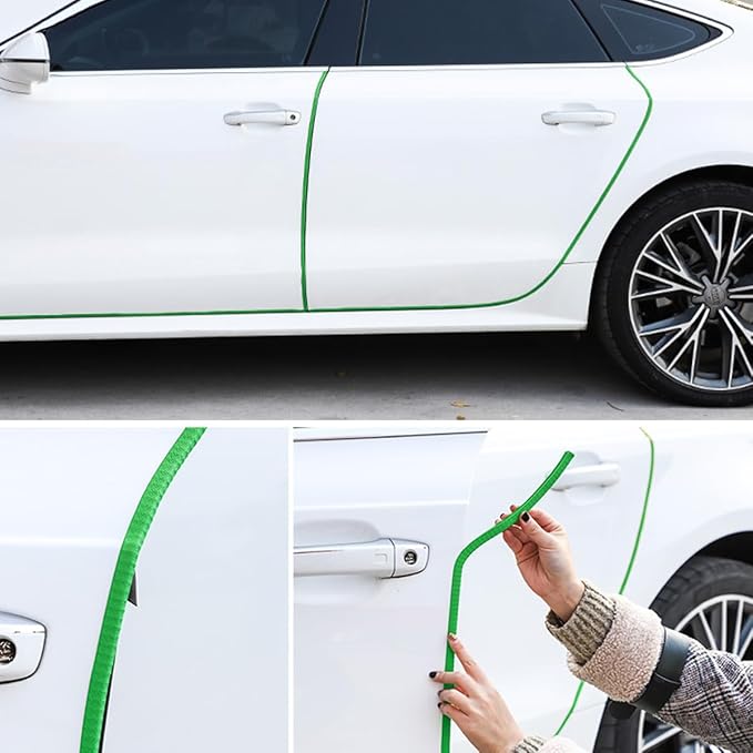 Car Door Protector Edge Guards, Universal Rubber Seal U Shape Car Door Protection, Aluminum Boat Edge Trim Guards No Glue Required, Exterior Accessories Fit for Most Cars (Green/16FT) | Universal fit, most cars/SUVs/trucks, rubber seal, press-on channe...
