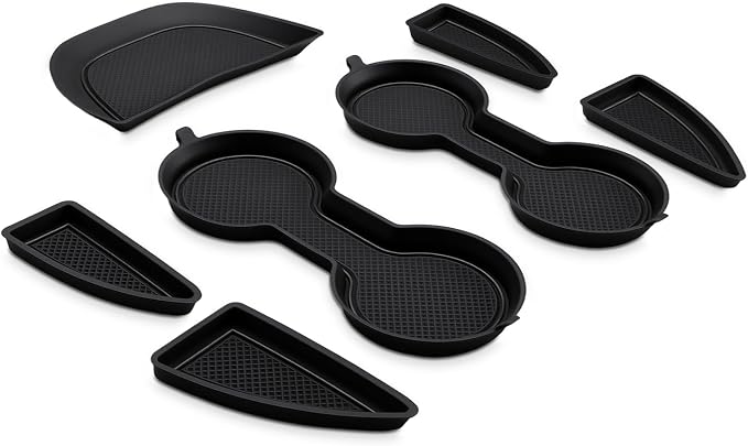 Auovo Cup Holder Inserts Coaster Center Console Liners Compatible with Chevy Malibu Accessories 2017-2025 Silicone Cup Mat Pad Door Liners Car Interior Decoration(Black, 7PCS-with Door Liners)