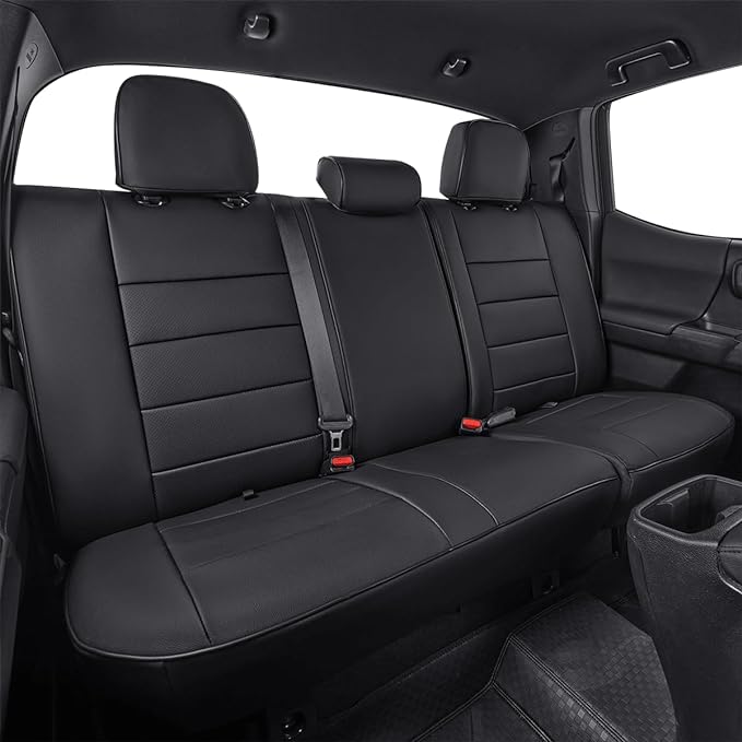 EKR Tacoma Car Seat Covers Custom Fit for Toyota Tacoma (Petrol) 2024 2025 2026 DoubleCab/CrewCab SR/SR5/TRD Sport/TRD Off-Road/Limited -Truck Seat Covers Full Set,Faux Leather(Black)