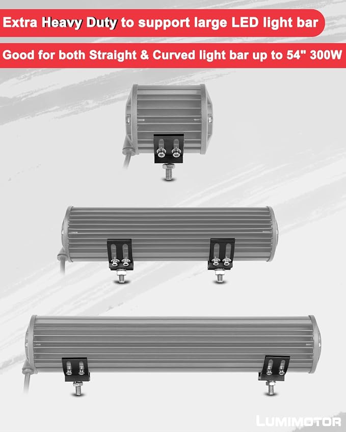 Light Bar Mounting Brackets, 2PCS Universal Base Mount Bracket Kits Adjustable for LED Pod Lights Cubes Fog Light Bar - 2 Years Warranty