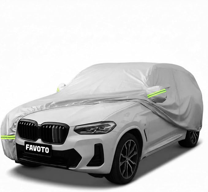 Favoto SUV Car Cover Waterproof All Weather Heavy Duty Car Cover | Outdoor Automatic Car Covers with Air Vent Sun Snow Dust UV Protection Tearproof Cover Universal Fit for SUV (191-201 in)