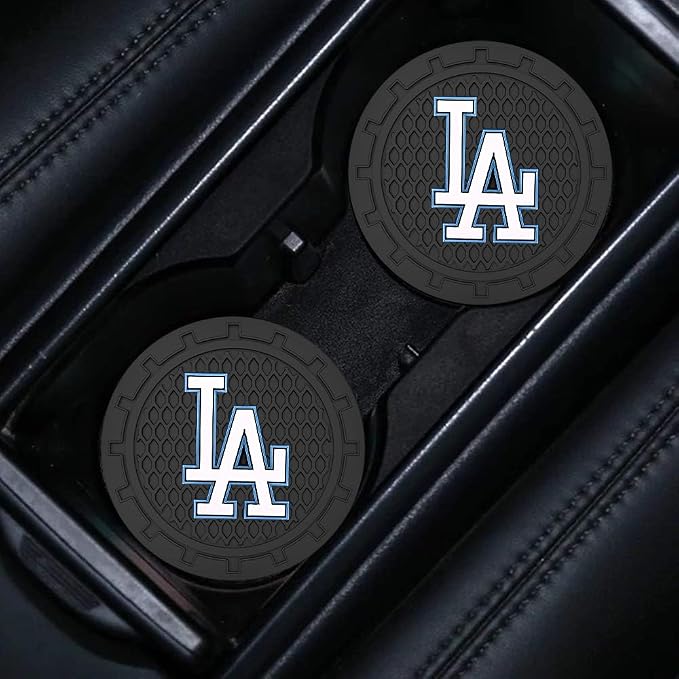 Baseball Fans Car Cup Holder Coasters for LA Dodgers Fans, 2 Pack Dodgers Silicone Non-Slip Cup Mats, 2.75" Car Cup Holder Inserts for Auto Interior