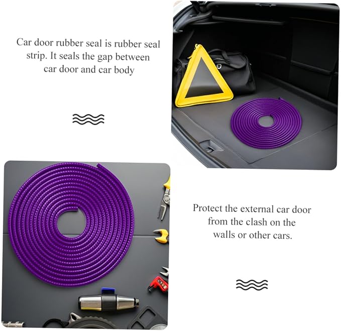 Garneck 32ft(10m) Anti-Scratch Car Door Edge Guards: U-Shaped Edge Protector Strip for Auto Vehicles Door Rubber Seal Trim Build in Metal Sheet for Most Car Rucks SUV No Glue Installation, Purple