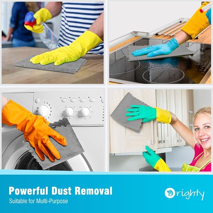 Orighty Microfiber Cleaning Cloth Bulk, 150 Pack Shop Towels 12x12in, Grey | Reusable Microfiber Towels for Cars, Shop Rags, Multi-Purpose Lint Free Cleaning Rags for Home & Kitchen