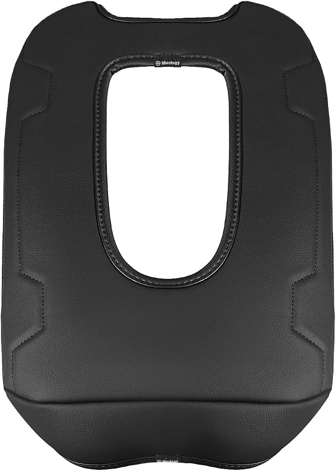 Muslogy Center Console Armrest Cover Fit for Chevy Silverado & GMC Sierra 2019-2026 Accessories, Comfort Armrest Pad Console Lid Cushion Vegan Leather Regular Thick(Split Bench Seat Console ONLY)