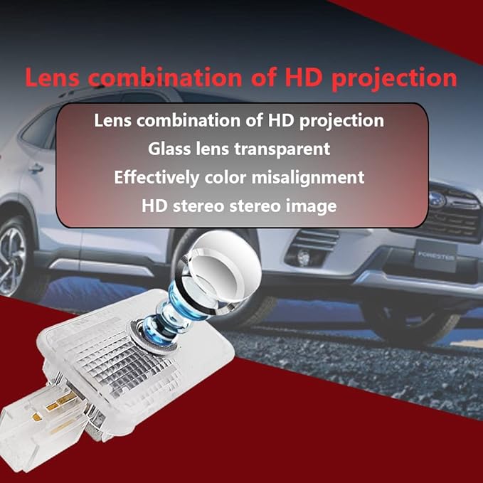 2 pcs Non-Fading LED Car Door Logo Lights Courtesy Projector Laser Welcome Light Ghost Shadow Forester Accessories Puddle lamp Compatible with Forester (Wilderness-red-HD)