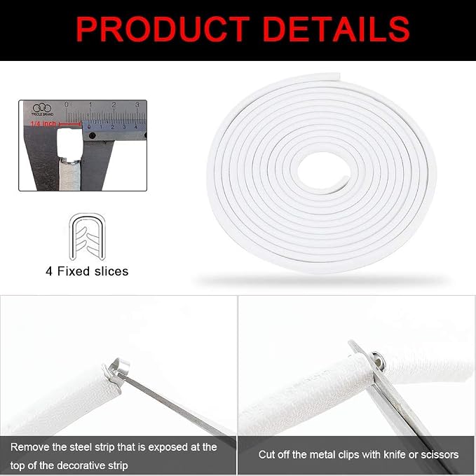 Winunite 16.4ft(5m) Car Door Edge Guards White – Fits Most Vehicles, No Glue, U-Shaped, Built-in Metal Clips, Scratch and Chip Resistant – Reduces Dings in Parking Lots | Stop parking lot dings, U-shaped rubber, fits sedans trucks SUV, weather-resistan...