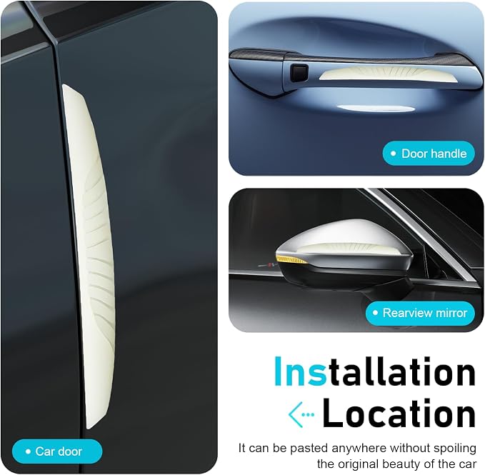 6 PCS Luminous Car Door Edge Guard Strips, Anti-Scratch Car Bumper Bumper Protectors, Anti-Collision Side Door Edge Guards, Universal for Most Cars, Sedans, Truck, SUVs (White)