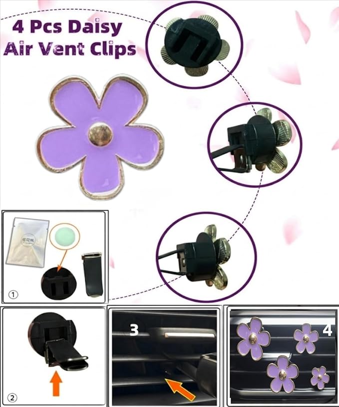 11 pcs Bling Car Accessories Set for Women,Steering Wheel Cover,Sparkly Seat Belt Covers,Daisy Vent Clips,Bling Shift Cover,Car Cup Holder Coaster,Universal Fit Most Cars (Purple Diamond)