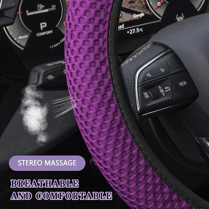 Elastic Stretch Steering Wheel Cover, Steering Wheel Cover, 15" Breathable Auto Steering Wheel Protector, Universal Car Accessories Comfortable Non-Slip Vehicle Steering Wheel Covers for Women Men