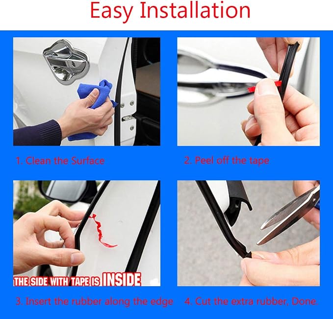 ESUPPORT 16ft 5M U Shape Car Door Moulding Rubber Scratch Protector Strip Edge Guard Trim Seal Red | 16ft 5M U Shape Auto Rubber Protect Stripping Anti-Scratch Anti-Collision Guards Red