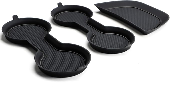 Auovo Cup Holder Inserts Coaster Compatible with Chevy Malibu Accessories 2017 2018 2019 2020 2021 2022 2023 2024 2025 Silicone Cup Mat Pad Car Interior Decoration (3-pcs kit, Black)