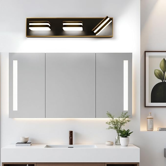 Torondo 360° Rotate LED Bathroom Vanity Light Fixtures, Acrylic Vanity Lights for Bathroom, Modern Wall Lighting Fixtures Over Mirror Living, Oil Rubbed Bronze, Natural White, 3-Light, 17-Inch