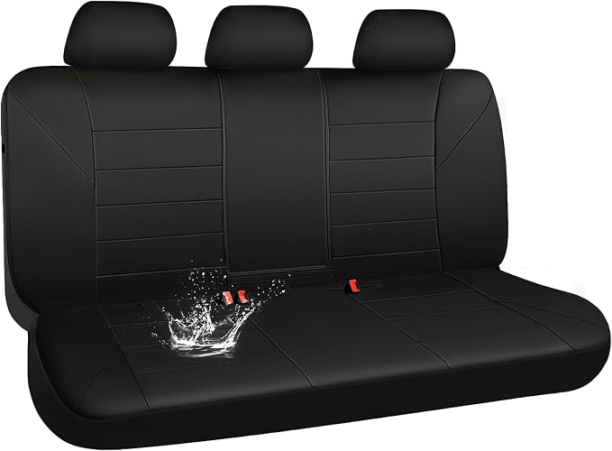 CAR PASS Neoprene Back Seat Cover, Universal Waterproof Bench Rear Seat Cover Universal Wetsuit Car Seat Cover Fit 95% Automotive Interior Covers for Cars Sedans SUVs (Rear,All Black)