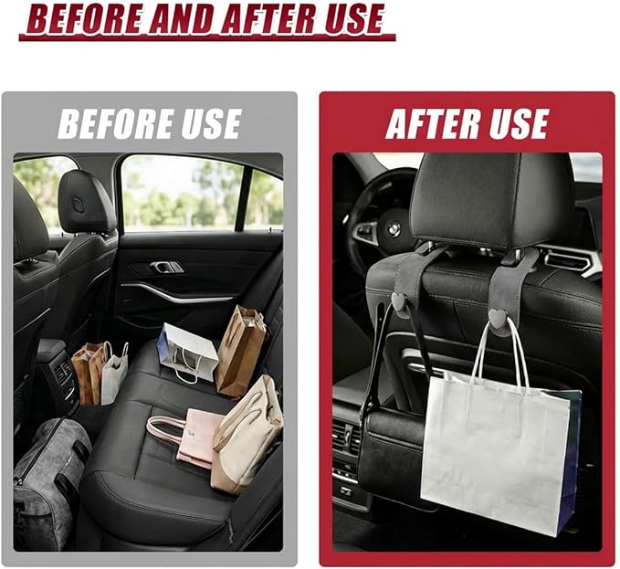 2PCS Cute Heart Car Seat Headrest Hook, Suede Leather Car Seat Back Storage Hanger for Purse and Bag, Universal Vehicle Interior Organizer Accessories for SUV, Truck(Gray)