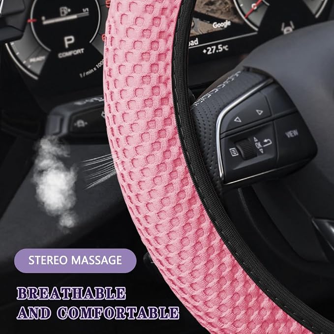 Elastic Stretch Steering Wheel Cover, Steering Wheel Cover, 15" Breathable Auto Steering Wheel Protector, Universal Car Accessories Comfortable Non-Slip Vehicle Steering Wheel Covers for Women Men