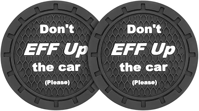 8sanlione 2 Pack Car Cup Holder Coasters, 2.75 Inch Non-Slip PVC Insert Cup Coaster, Anti-Scratch Auto Cup Mats for Women Men, Vehicle Interior Accessories Universal for Car, SUV, Truck (A Black/2PCS)