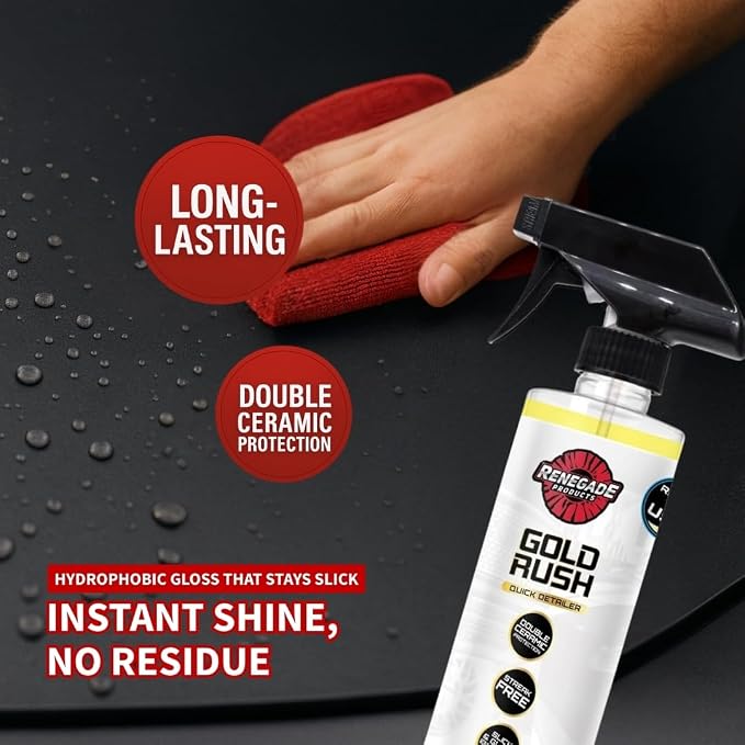 Renegade Products Gold Rush Quick Detailer – Double Ceramic Spray for Cars, Trucks, Paint, Glass & Chrome – High Gloss, Streak-Free Finish (16 oz)