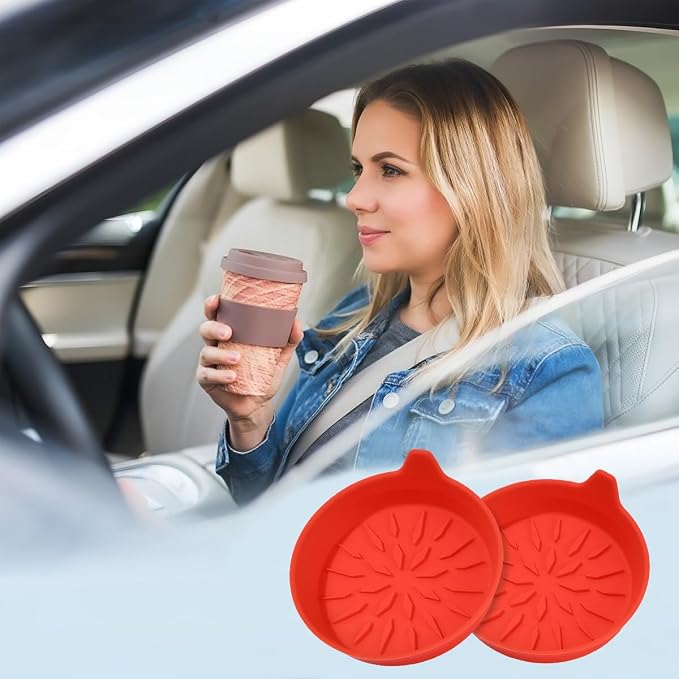 Mandark 4PCS Car Cup Holder Coaster, Non-Slip Recessed Insert Vehicle Cup Mat, 2.75 Inch Waterproof Universal Automotive Interior Drink Cup Pad Accessories for Most Trucks SUVs (Red)