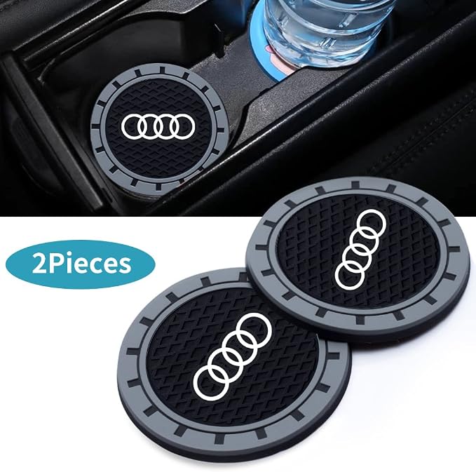 Car Cup Holder Coaster Compatible with Audi A1 A3 RS3 A4 A5 A6 A7 RS7 A8 Q3 Q5 Q7 R8, Auto Cup Holder Insert Coaster, 2PCS