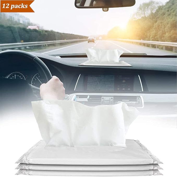 Car Tissue, Auto Visor Tissues Refills for Cars Tissues Case, Napkin Holder Refill, Nice Tissue for Sun Visor Box, Car Travel Napkin, Soft and Smooth, 3-Ply, 12 Packets, 360 Sheets