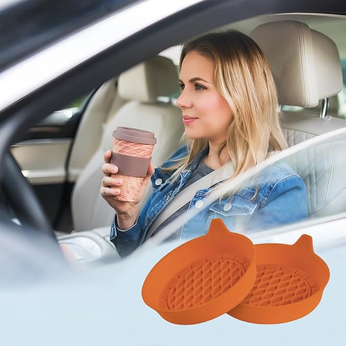 Zpana Bling Car Cup Holder Coaster, 2PCS Crystal Rhinestone Non Slip Waterproof Vehicle Insert Water Bottle Holder Pads, Shockproof Auto Interior Decorative Coasters, Universal Fit (Orange)