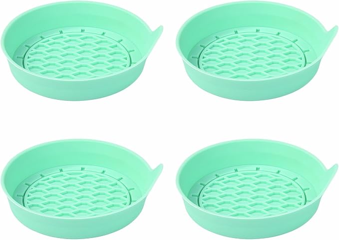 4 Pack Car Cup Holder Coaster, 3.15 Inch Non-Slip Silicone, Green | Cup holder insert, spill proof ,raised lip, honeycomb base, rinse clean, fits most sedans suvs trucks, automotive accessories