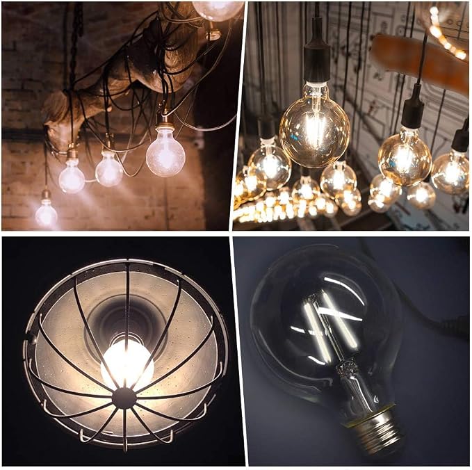 E ENERGETIC LIGHTING Dimmable LED Edison Light Bulb, G25 (G80) Globe Bulb, 60W Equivalent, 5000K Daylight, Christmas Light, E26 Standard Base, ETL Listed, 10-Pack