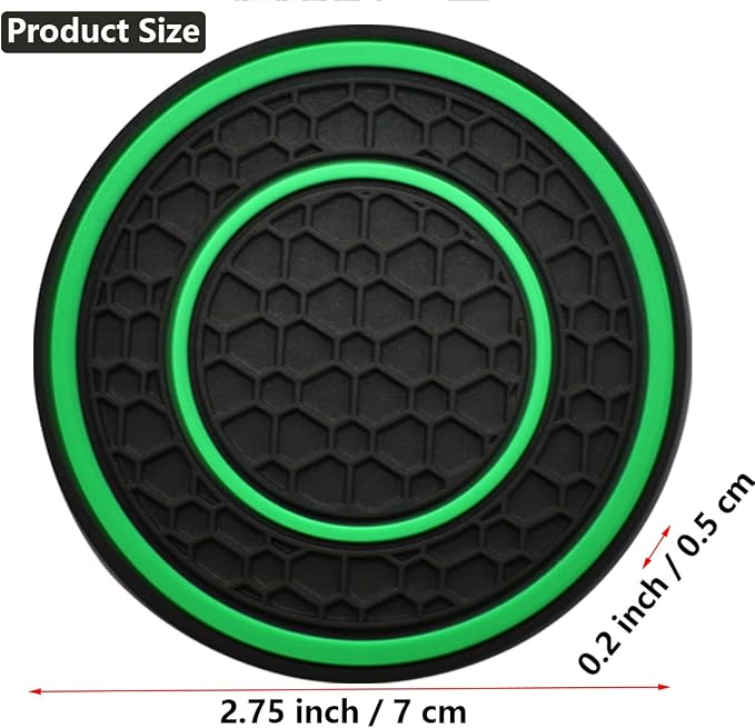 Car Cup Coaster Universal Automotive Waterproof Non-Slip Cup Holders Sift-Proof Spill Holder Car Interior Accessories 4 Pack Black & Green