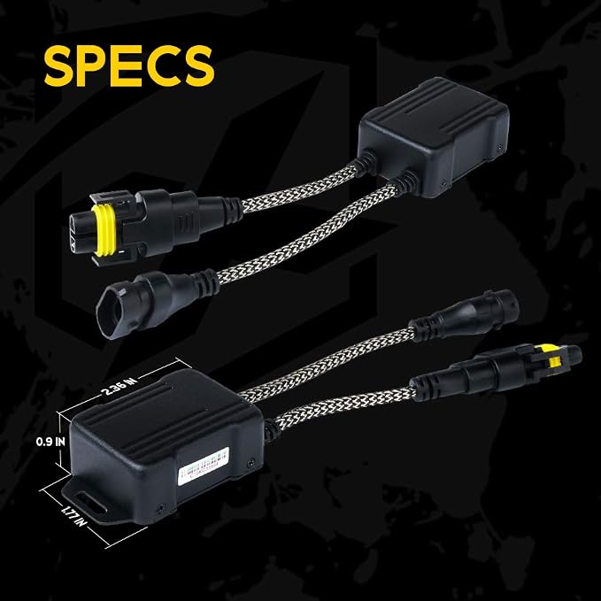 H8/H9/H11 LED Canbus Decoder Anti Flicker Error Free for Headlight Bulbs | Premium Nylon Braided Cable, Heat-Resistant, Plug N Play, Pack of 2