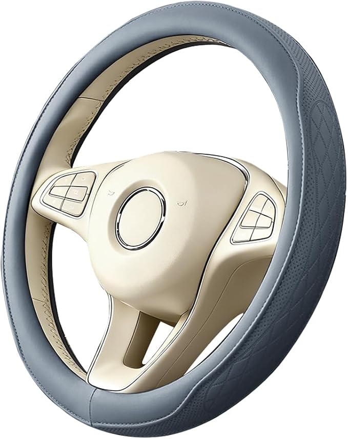 Car Steering Wheel Cover, Breathable Anti-Slip Vehicle Steering Wheel Protector with Inner Ring, Automotive Interior Protective Accessories, Universal for SUV RV Truck (Haze Blue)