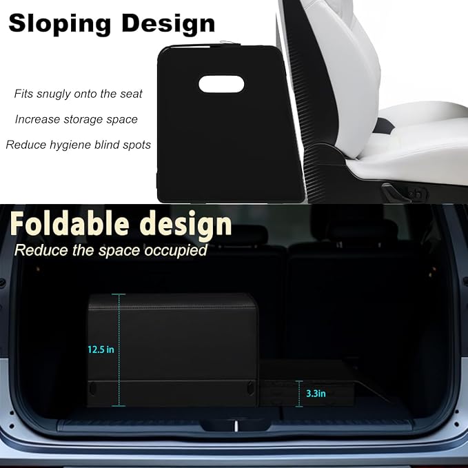 XDV Trunk Organizers, Car Organizers, Storage Solutions, and Car Storage Organizers for SUVs, Sedans, Back Seats, and Luxury Vehicles with Lid, Leather, Small, Large Car shoes box (Plain Black, L)