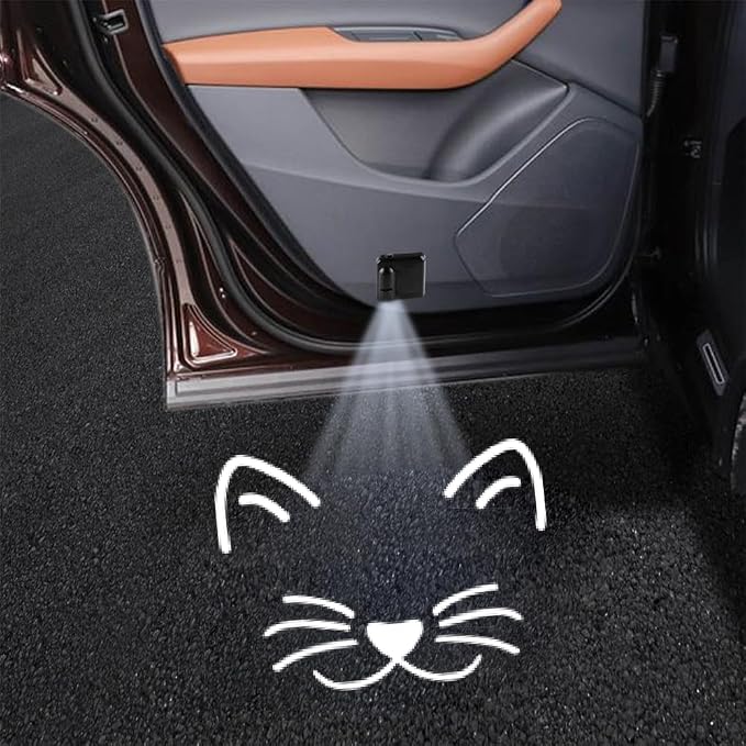 2PCS No Fade Cat Car Door Lights Logo Projector LED Shadow Light Welcome Lamp,Car Accessories for Cat Lovers Gifts,Suitable for All Brands Vehicles Motorcycle