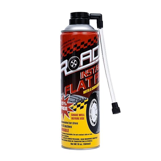 Road Instant Fixes Flat Tire Easy Hose Tire Inflator Air Filler Sealant 16oz (1 Pack)