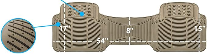 FH Group Car Floor Mats - Heavy-Duty Rubber Floor Mats for Cars, Universal Fit Rear Set, Trimmable Automotive Floor Mats, ClimaProof Floor Mats For Most Sedan, SUV, Truck Floor Mats Gray