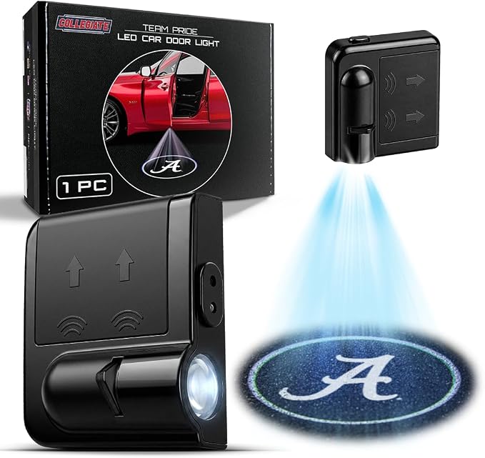 Sporticulture American Football Alabama Crimson Tide Car Door Lights Logo Shadow Display - Officially Licensed NCAA Car Accessories - Show Your Team Pride - Battery Powered, Universal Fit