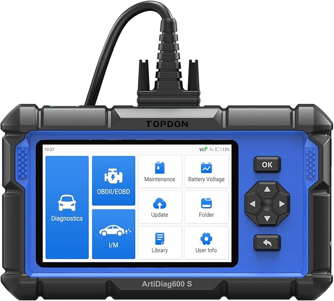 OBD2 Scanner TOPDON AD600S Scan Tool, Code Reader, Diagnostics Scanner for ABS/SRS/AT/Engine, 9 Reset Services, CAN-FD, Oil/Brake/BMS/SAS/DPF/TPMS/ETS Reset/ABS Bleeding/Injector Coding, Free Upgrade