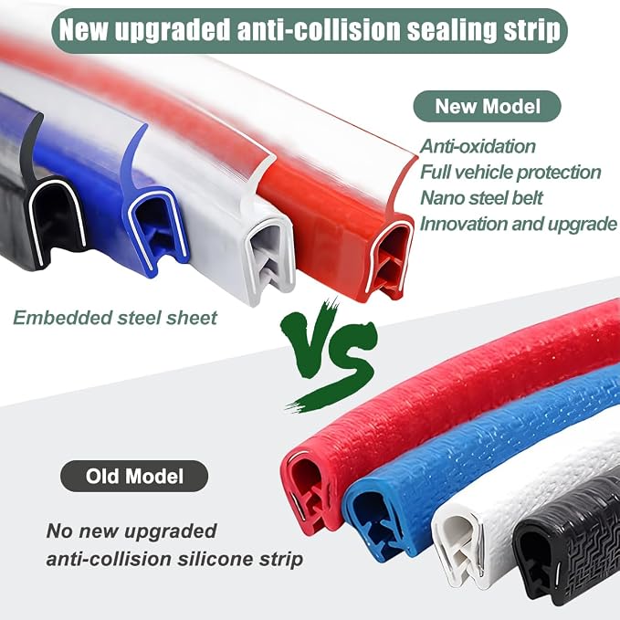 Osilly Car Door Protector Edge Guards, 33Ft Anti Collision U Shaped Automobile Door Seal Protector, No Glue Vehicle Exterior Edge Trim Protective Strip Accessories, Universal Fit (Blue)