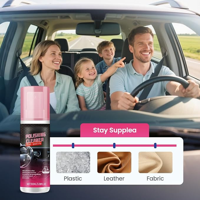 Polishing Cleaner Car Interior, 2026 Upgrade Car Interior Cleaner Spray, All Purpose Car Interior Detailer Cleaner for Dashboards, Seats, Leather, Plastic (3PCS)
