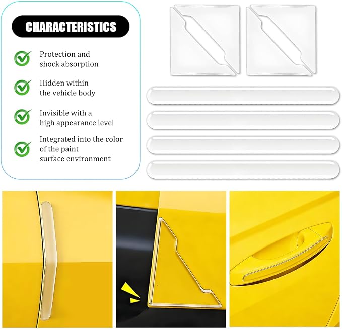 8PCS Transparent Car Door Edge Guard, Anti-Collision Vehicle Door Edge Corner Scratch Protector, Automotive Side Corner Trim Protection Cover Decal, Universal for Truck SUV Van