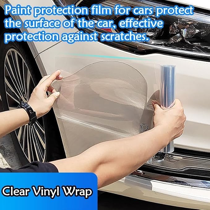 Arespark Clear Vinyl Roll, Transparent Vinyl Wrap Paint Protection Film, Self Adhesive Film for Car Motorcycle Interior Exterior, Protect from Pets Scratches 1x10ft