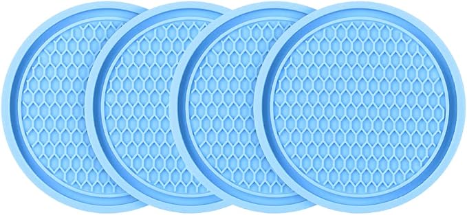 4 Pack Car Cup Holder Coaster, 2.75 Inch Diameter Non-Slip Universal Insert Coaster, Durable, Suitable for Most Car Interior, Car Accessory for Women and Men (Blue)
