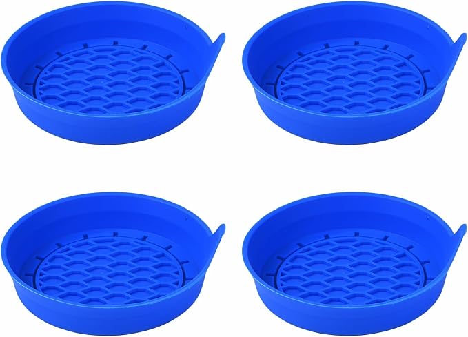 4 Pack Car Cup Holder Coaster, 3.15 Inch Non-Slip Silicone, Blue | Cup holder insert, spill proof ,raised lip, honeycomb base, rinse clean, fits most sedans suvs trucks, automotive accessories