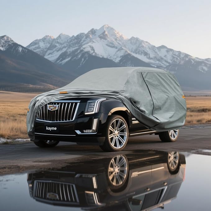 Kayme Heavy Duty SUV Car Cover Custom Fit Cadillac Escalade ESV IQL IQ EXT LWB Waterproof All Weather for Automobiles, Full Exterior Covers Sun Rain UV Protection.(Deliver About 3-10 Days)