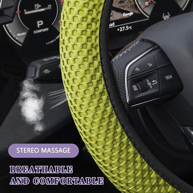 Elastic Stretch Steering Wheel Cover, Steering Wheel Cover, 15" Breathable Auto Steering Wheel Protector, Universal Car Accessories Comfortable Non-Slip Vehicle Steering Wheel Covers for Women Men