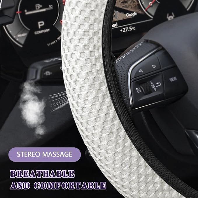 Elastic Stretch Steering Wheel Cover, Steering Wheel Cover, 15" Breathable Auto Steering Wheel Protector, Universal Car Accessories Comfortable Non-Slip Vehicle Steering Wheel Covers for Women Men