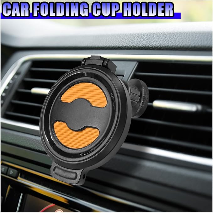 Car Air Vent Cup Holder Auto Ashtray Holder, Adjustable Drink Holder Extender for Horizontal Vents, Universal Tool-Free A/C Vent Mount for Various Coffee, Water, Juice Cups in Car, Truck, SUV(Orange)