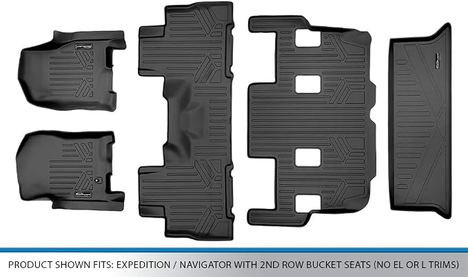MAX LINER A0346/B0303/C0184/E0183 Floor Mats and Cargo Liner Set Black for 07-10 Expedition/Navigator with 2nd Row Bucket Seats (No EL or L Models)