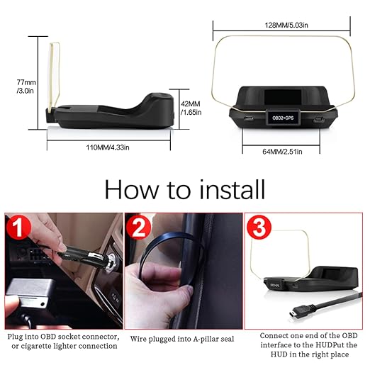 Liiiyuan Head Up Display for C2, Obd2 Display with RPM/Fuel Consumption/Water Temperature/Over-Speed Alarm, GPS Speedometer for Car, Suitable for All Cars