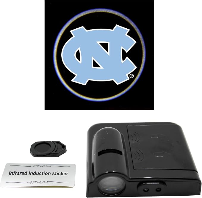 Sporticulture American Football UNC Tar Heels Car Door Lights Logo Shadow Display - Officially Licensed NCAA Car Accessories - Show Your Team Pride - Battery Powered, Universal Fit